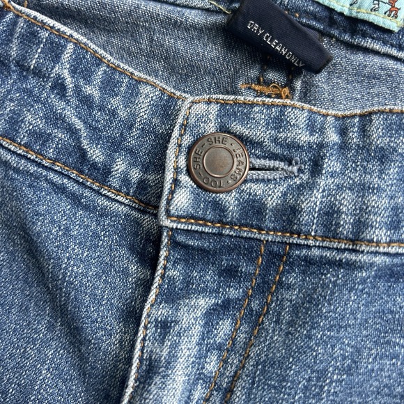 Too-She-She Women's‎ Size 14 Nordstrom Crop Ribbon Jeans Denim Zebra Boho - Picture 4 of 11